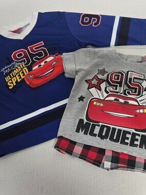 🏎️ Disney Pixar Cars Lightning McQueen Baby Tops Lot – 0-3M & 6-12M